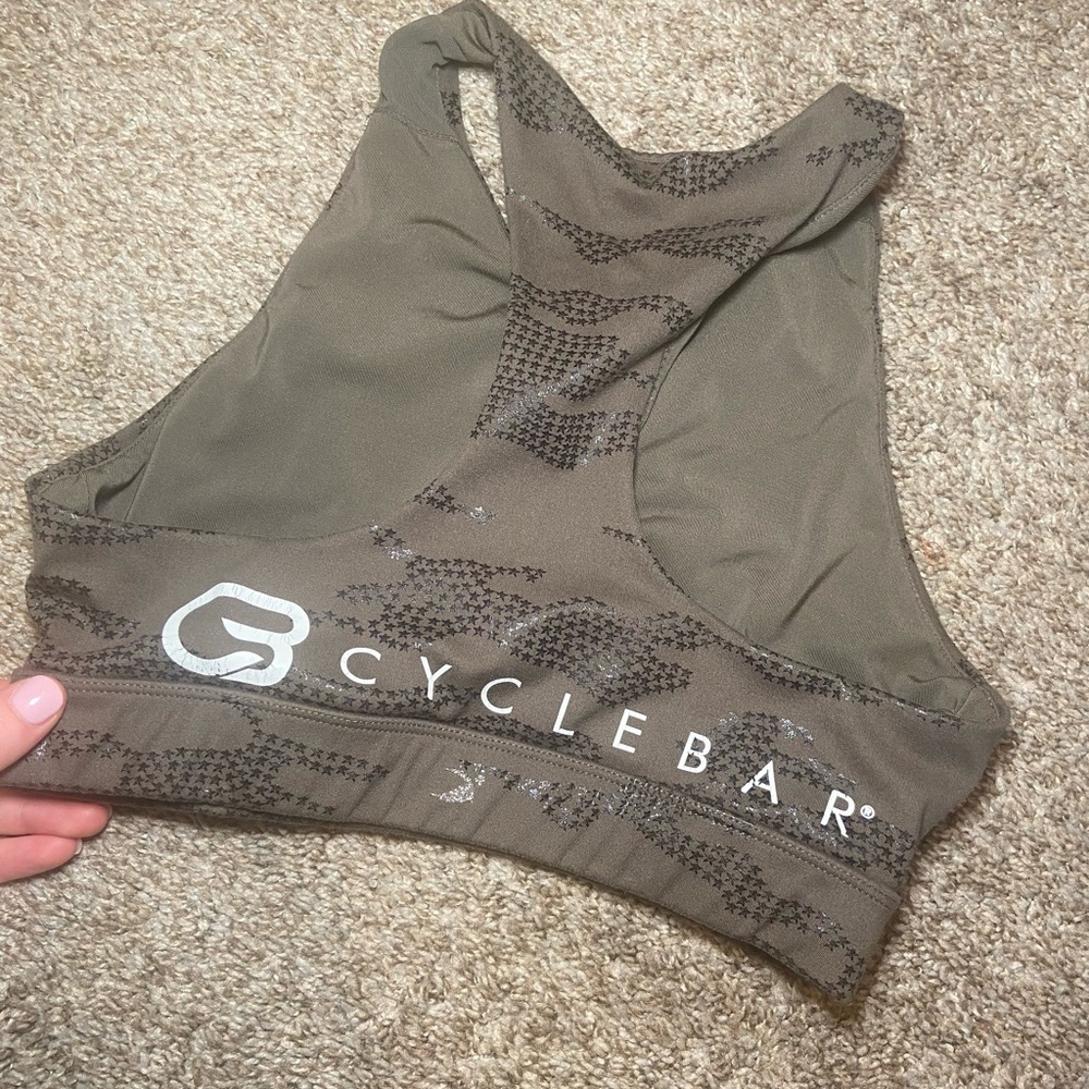 Cyclebar Sports Bra | CyclebarxGlyder High Neck Sports Bra | Cyclebar Top Green